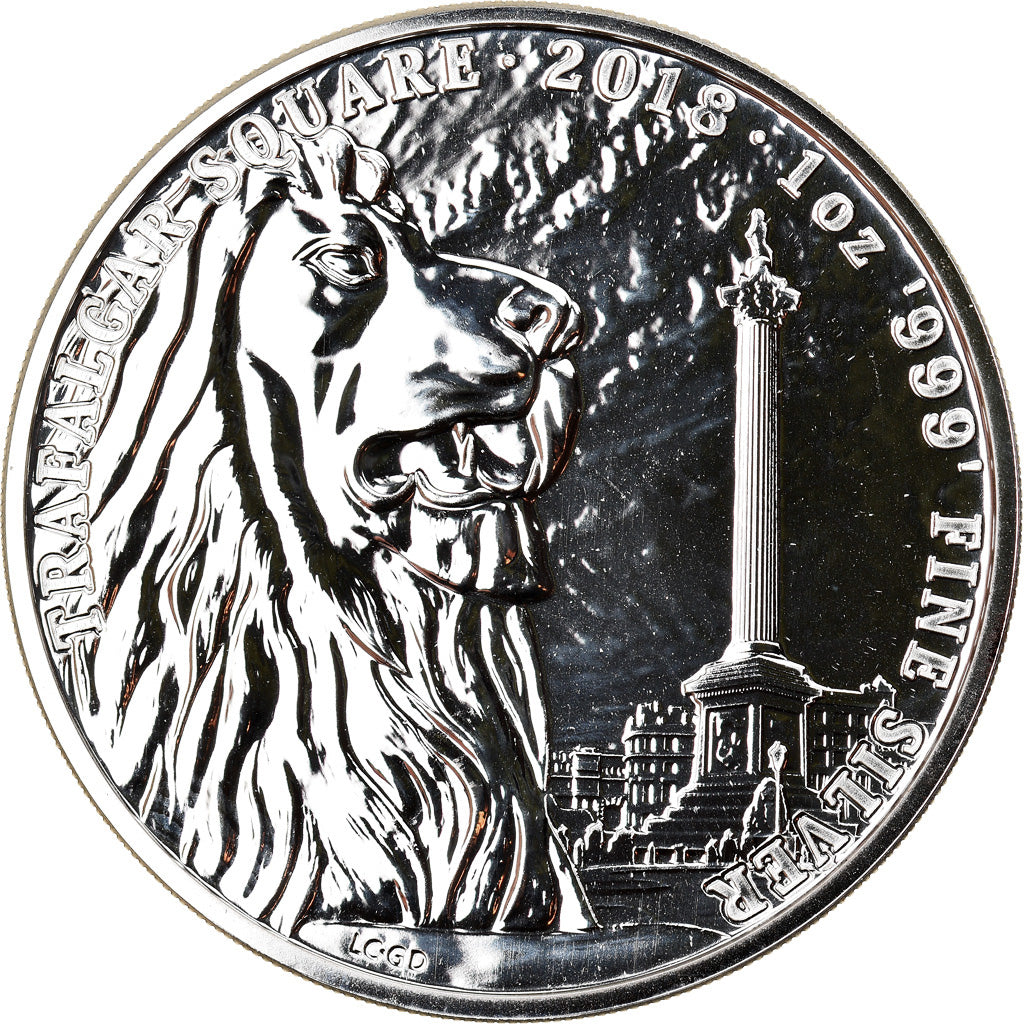 Coin, Great Britain, Trafalgar Square, 2 Pounds, 2018, 1 Oz, MS(65-70), Silver