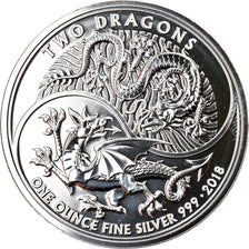 Moneta, Gran Bretagna, Two Dragons, 2 Pounds, 2018, 1 Oz, FDC, Argento