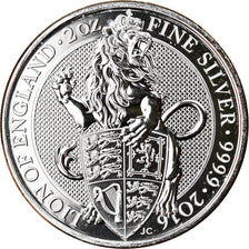 Coin, Great Britain, Lion of England, 5 Pounds, 2016, 2 Oz, MS(65-70), Silver