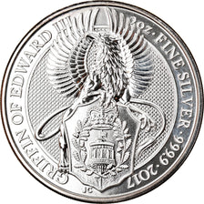 Coin, Great Britain, Griffin of Edward, 5 Pounds, 2017, 2 Oz, MS(65-70), Silver