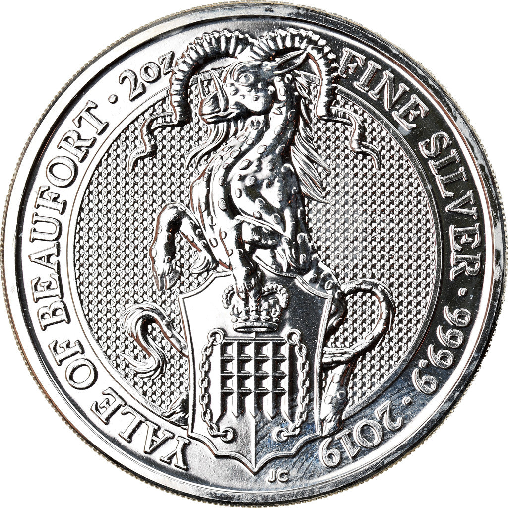 Coin, Great Britain, Yale of Beaufort, 5 Pounds, 2019, 2 Oz, MS(65-70), Silver