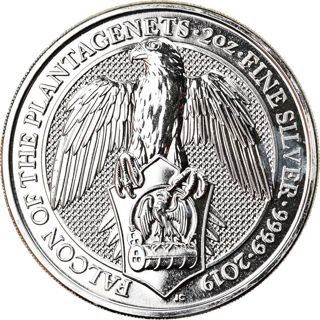 Moneda, Gran Bretaña, Falcon of the Plantagenets, 5 Pounds, 2019, 2 Oz, FDC