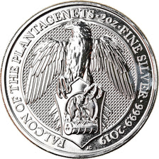 Moneda, Gran Bretaña, Falcon of the Plantagenets, 5 Pounds, 2019, 2 Oz, FDC
