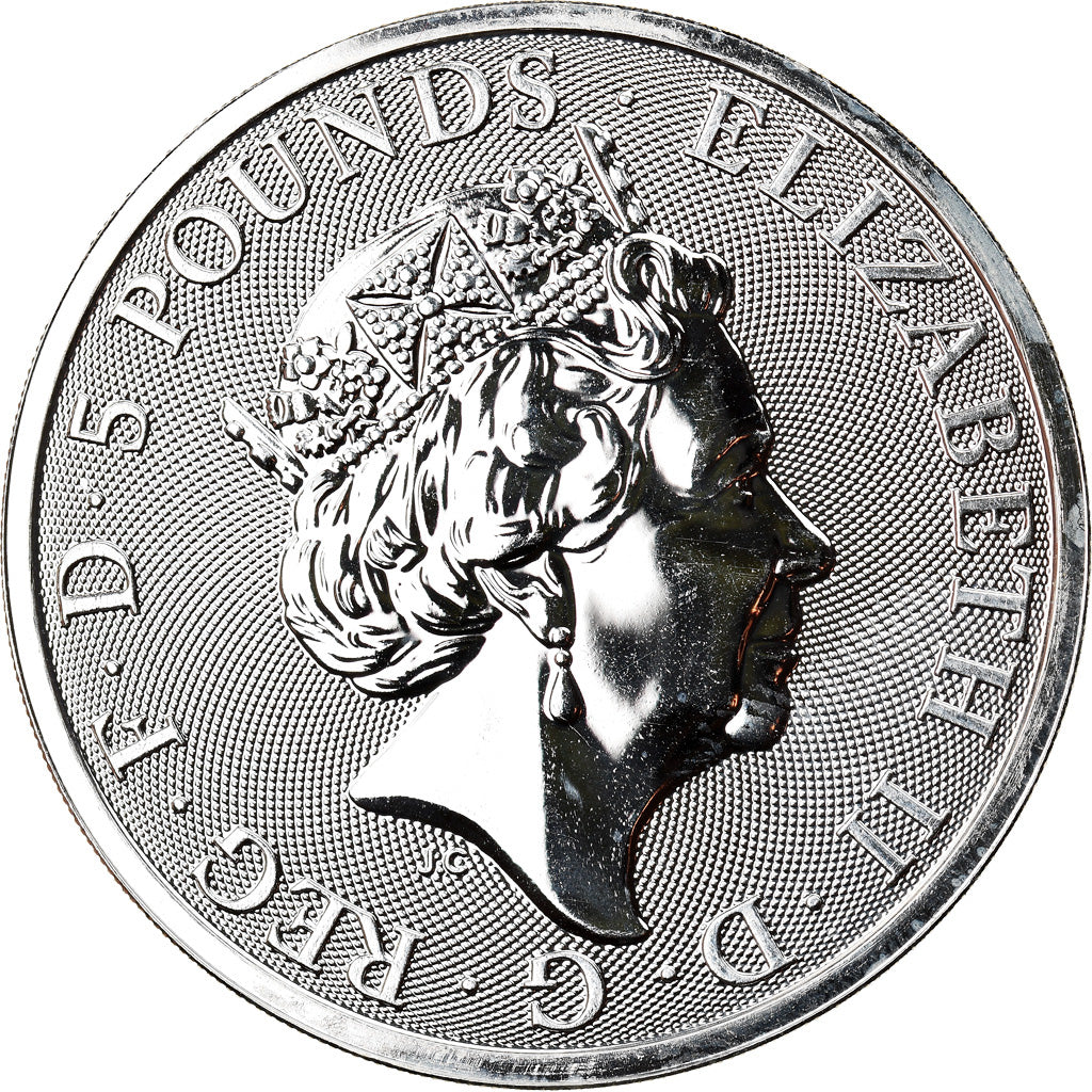 Moneda, Gran Bretaña, Falcon of the Plantagenets, 5 Pounds, 2019, 2 Oz, FDC