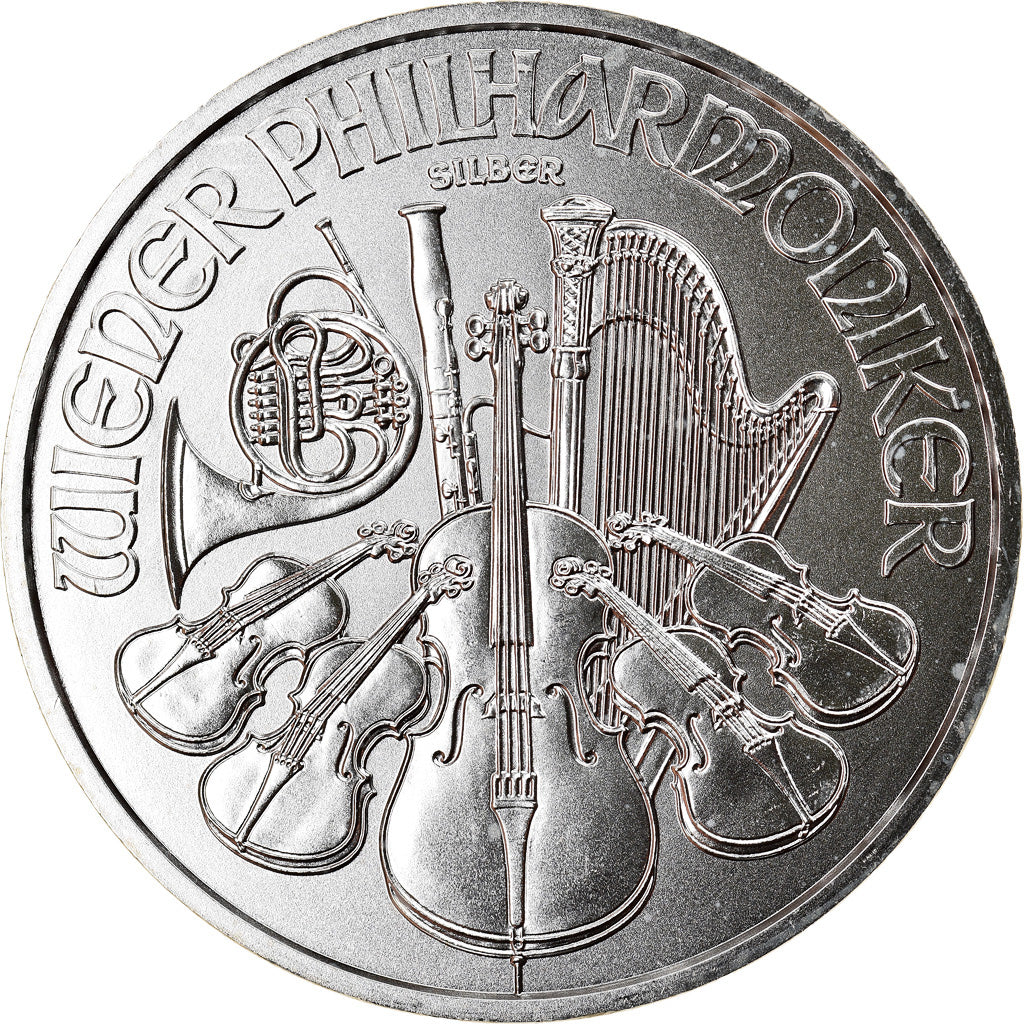 Coin, Austria, Philharmonic Orchestra, 1-1/2 Euro, 2018, 1 Oz, MS(65-70), Silver