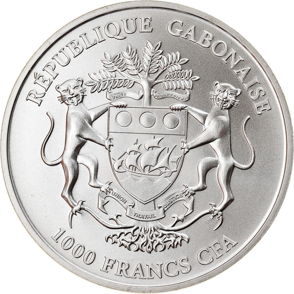 Coin, Gabon, African Springbox, 1000 Francs, 2018, 1 Oz, MS(65-70), Silver