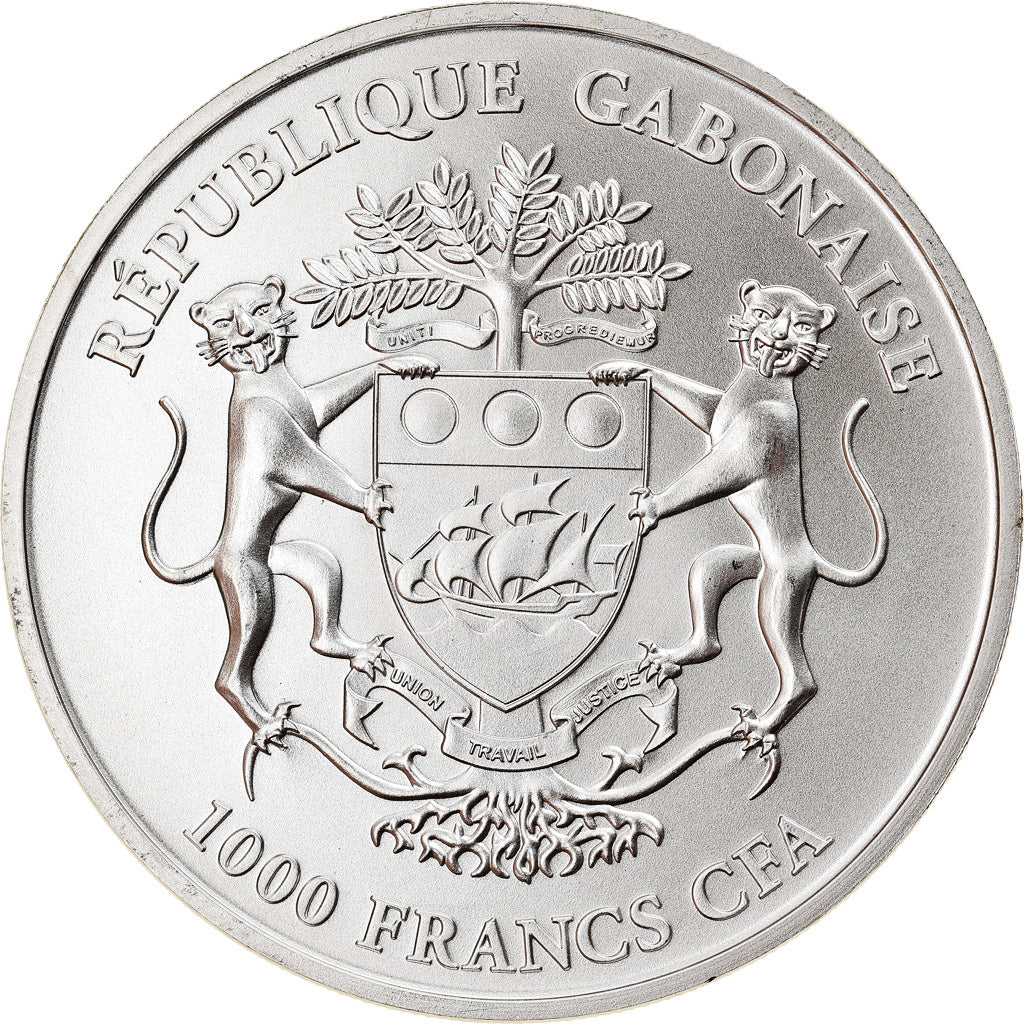 Coin, Gabon, African Springbox, 1000 Francs, 2018, 1 Oz, MS(65-70), Silver