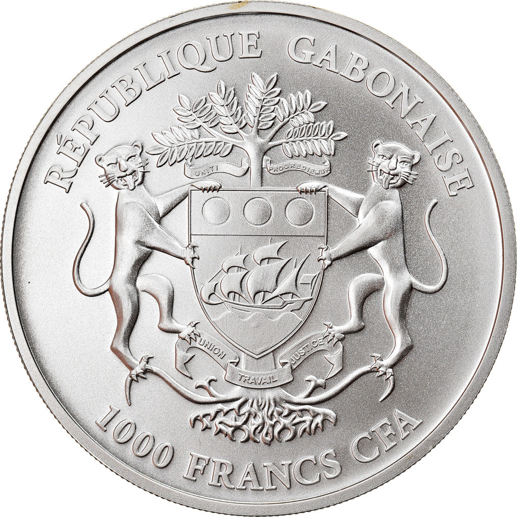 Coin, Gabon, African Springbox, 1000 Francs, 2016, 1 Oz, MS(65-70), Silver