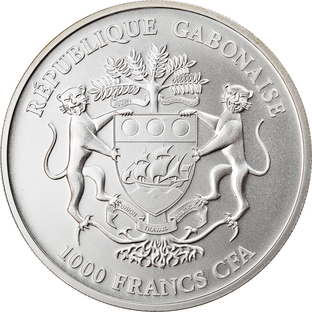Coin, Gabon, African Springbox, 1000 Francs, 2016, 1 Oz, MS(65-70), Silver