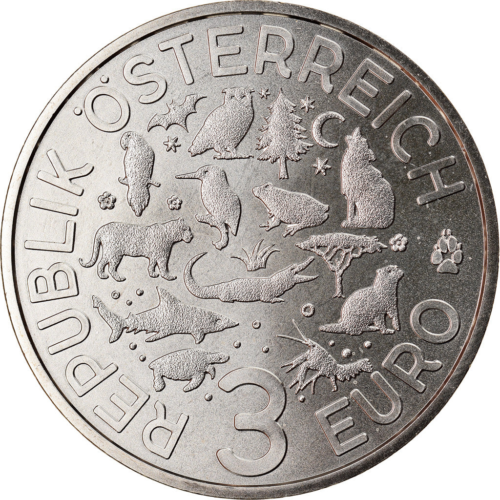 Austria, 3 Euro, The Crayfish, 2019, Colourized, MS(65-70), Copper-nickel