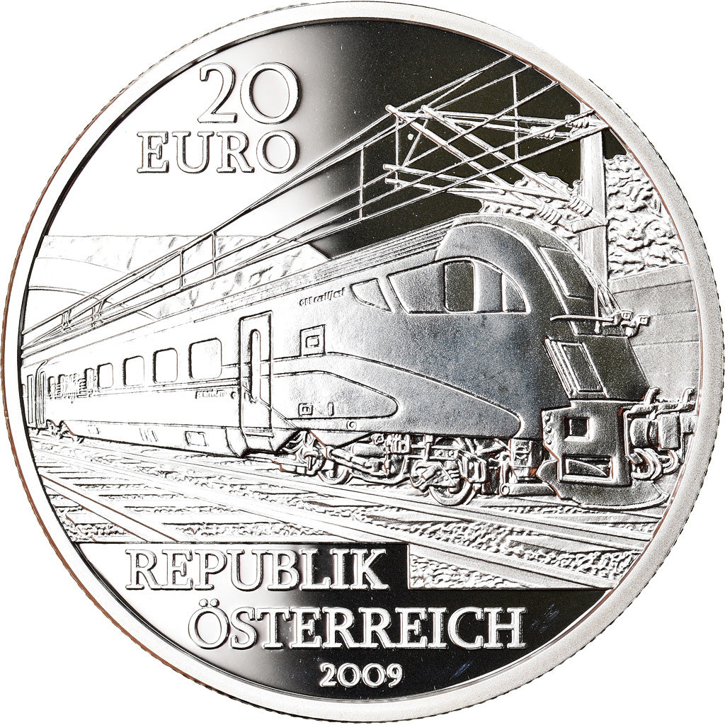Austria, 20 Euro, Railways of the Future, 2009, Proof, MS(65-70), Silver