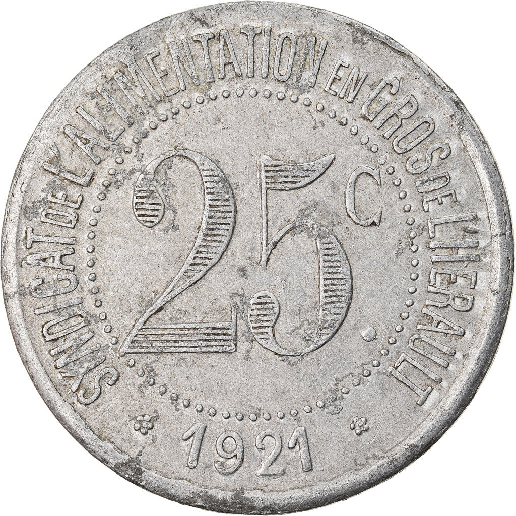 Moeda, França, Syndicat de l'Alimentation en gros de l'Hérault, 25 Centimes