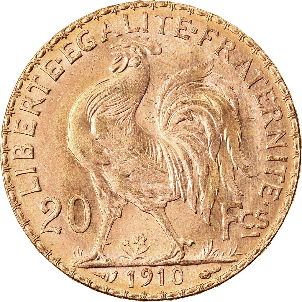 Moneda, Francia, Marianne, 20 Francs, 1910, Paris, FDC, Oro, KM:857