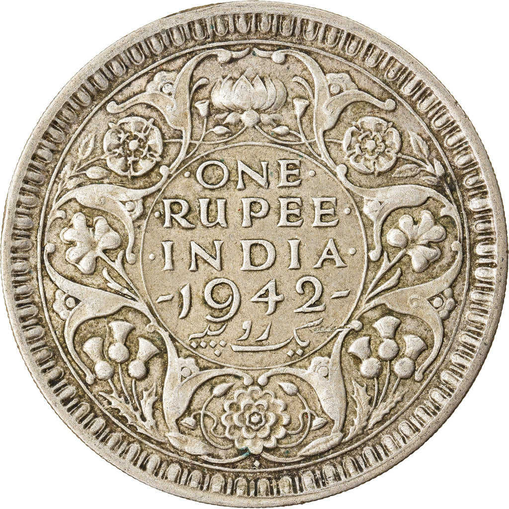 Coin, INDIA-BRITISH, George VI, Rupee, 1942, Bombay, EF(40-45), Silver, KM:557.1