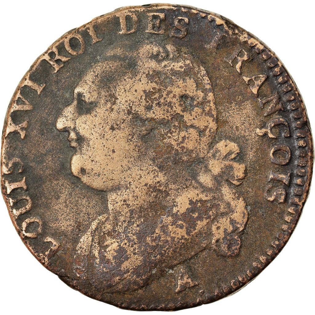 Coin, France, Louis XVI, 12 Deniers, 1791, Paris, VF(30-35), Bronze, Gadoury:15