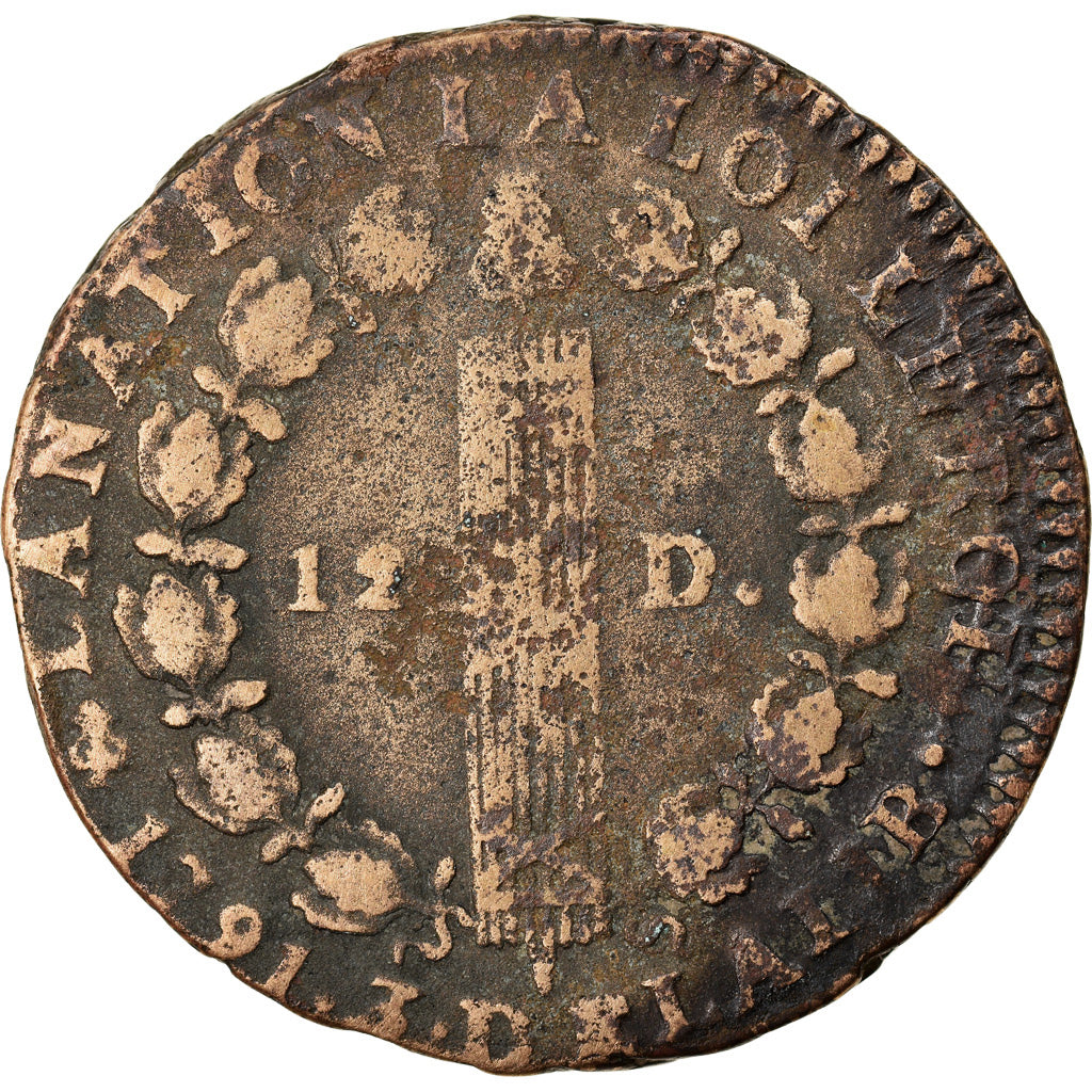 Coin, France, Louis XVI, 12 Deniers, 1791, Paris, VF(30-35), Bronze, Gadoury:15