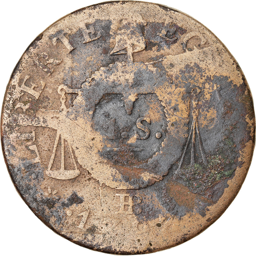 Coin, France, Sol aux Balances, 1793, Strasbourg, VF(20-25), Bronze, Gadoury:19