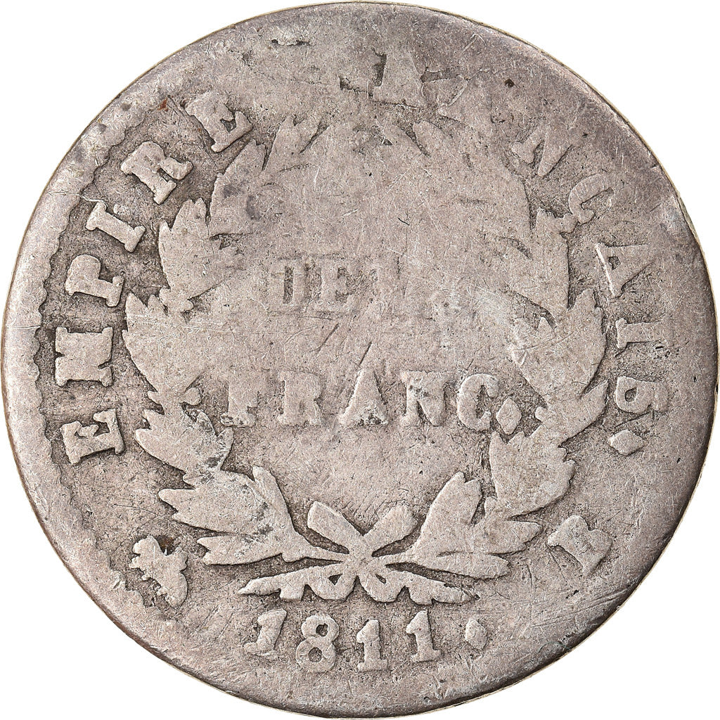 Moneda, Francia, Napoléon I, 1/2 Franc, 1811, Rouen, BC, Plata, KM:691.2