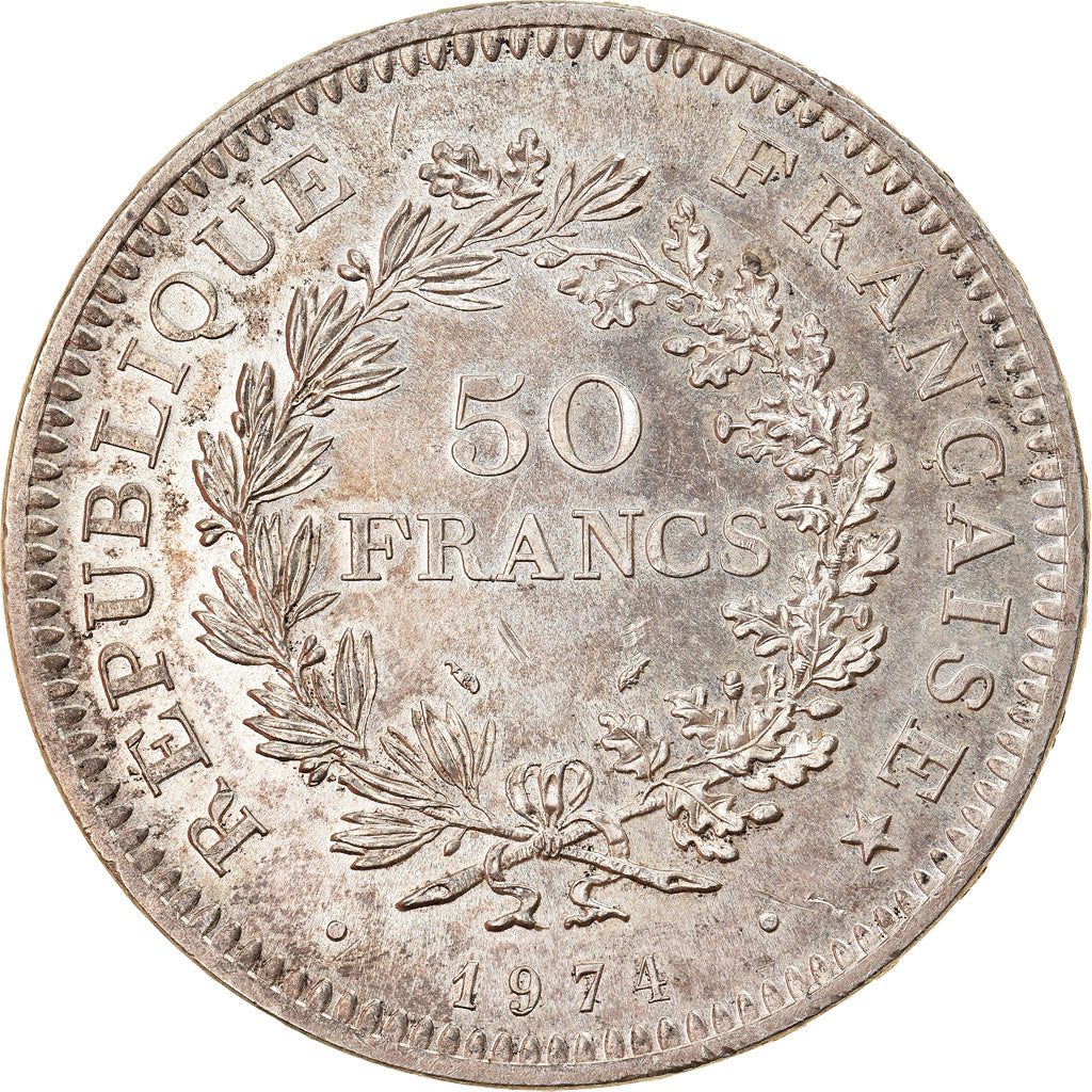 Moneta, Francja, Hercule, 50 Francs, 1974, Wydanie hybrydowe, MS(60-62), Srebro