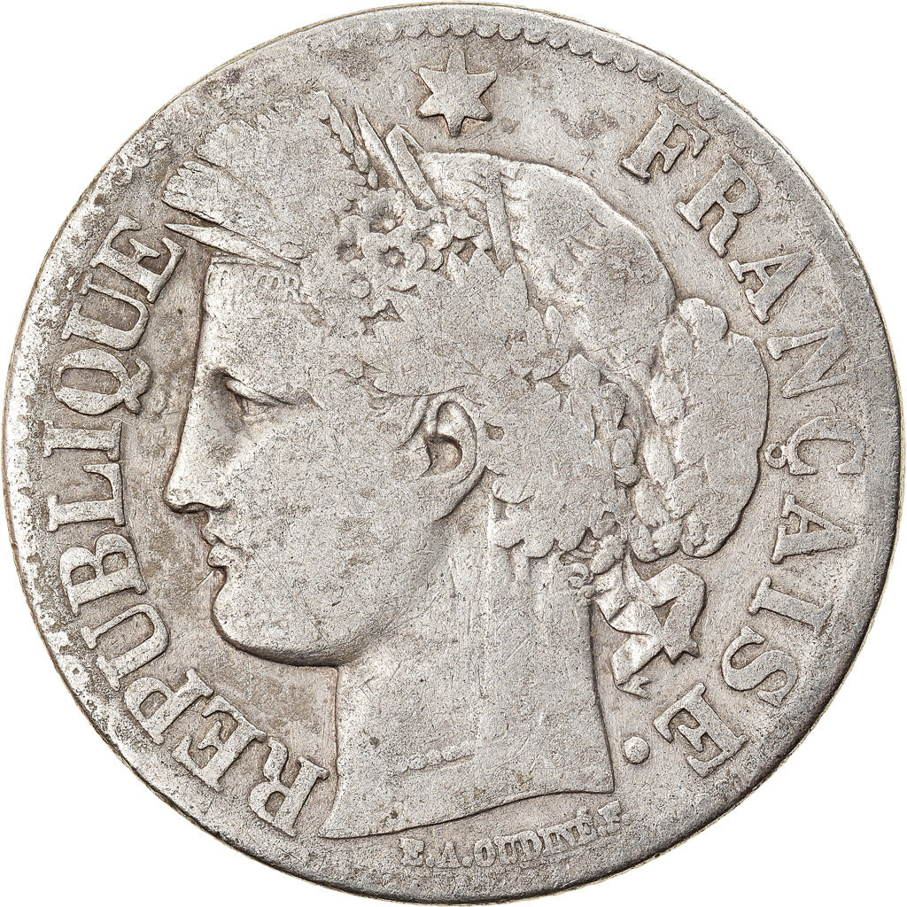 Coin, France, Cérès, 2 Francs, 1871, Paris, Large A, VF(20-25), Silver