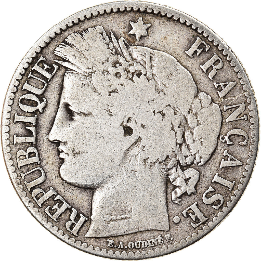 Coin, France, Cérès, 2 Francs, 1872, Bordeaux, VF(20-25), Silver, KM:817.2