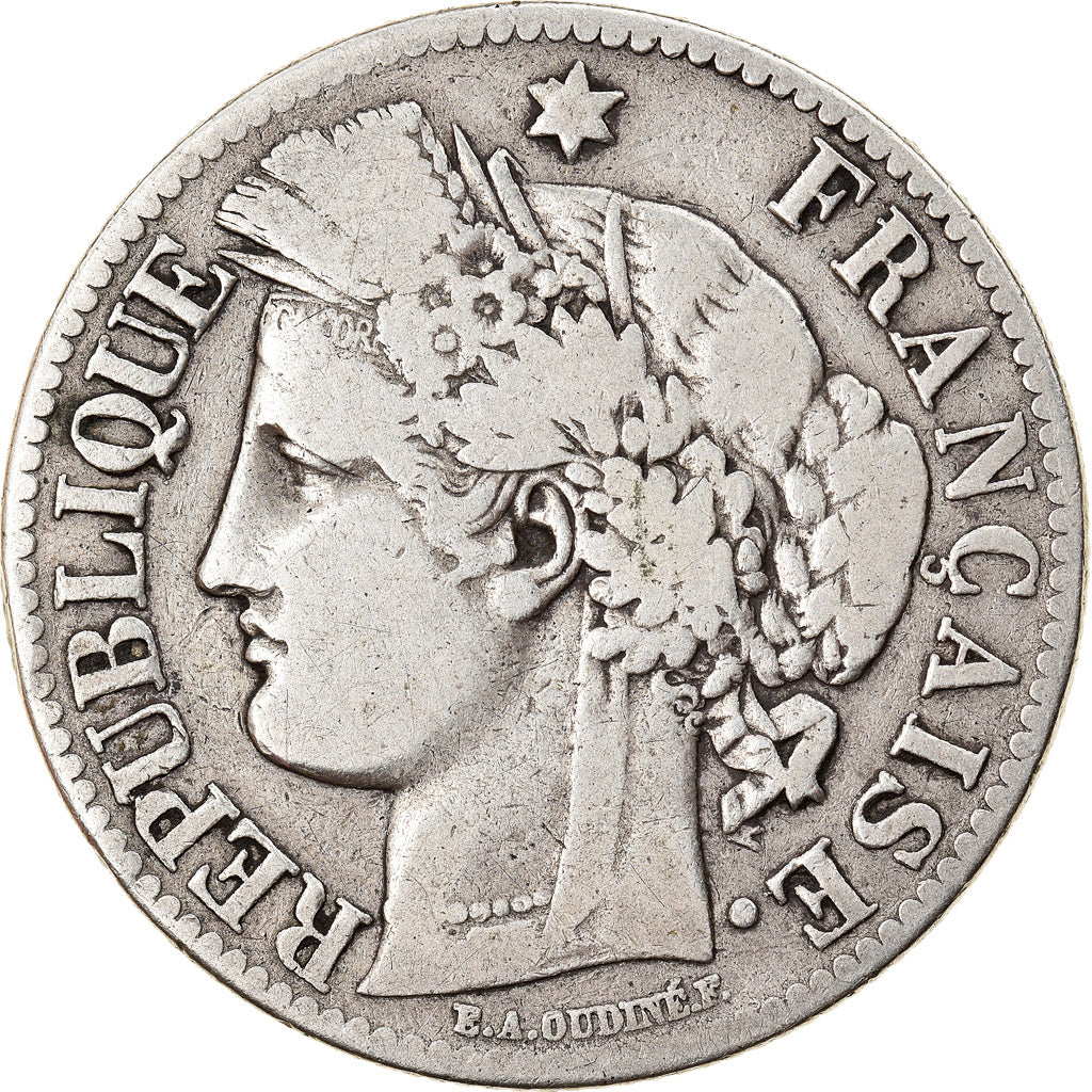 Coin, France, Cérès, 2 Francs, 1873, Paris, VF(20-25), Silver, KM:817.1
