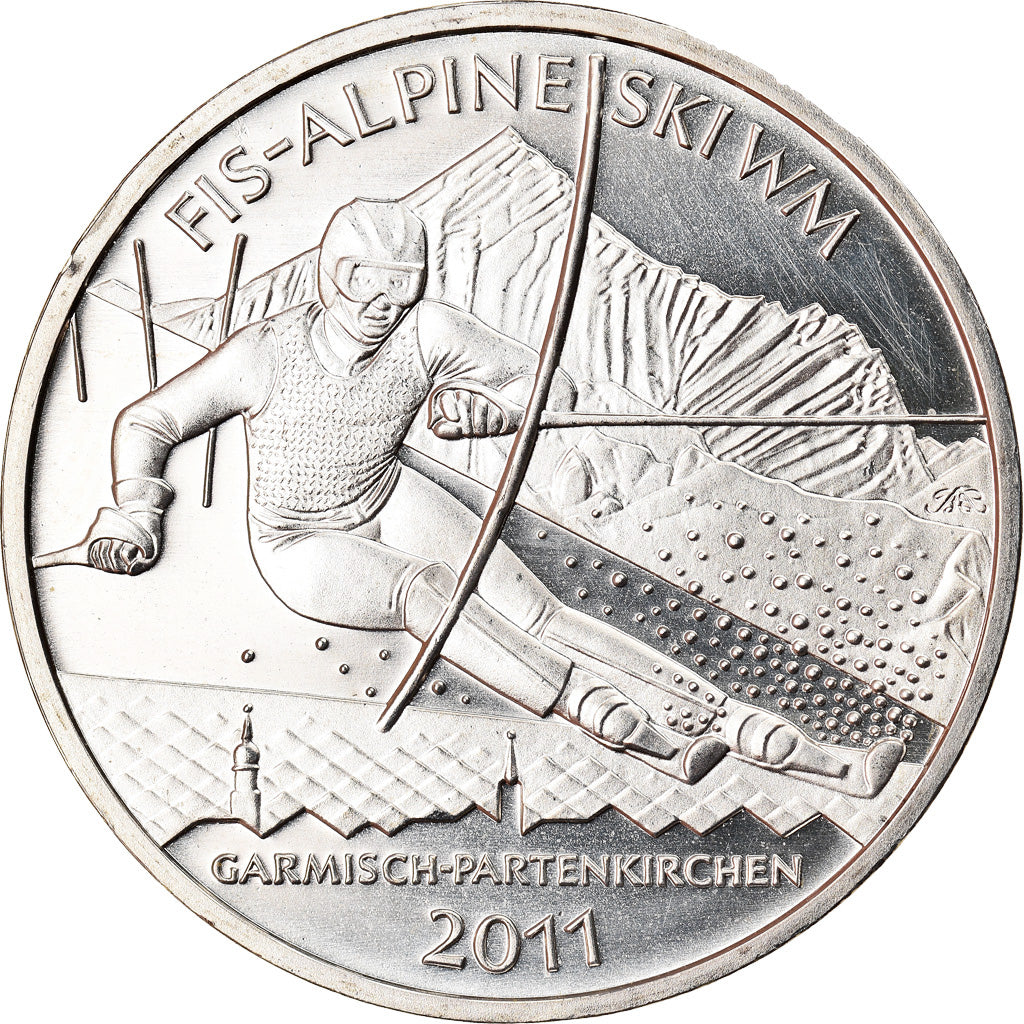 Bundesrepublik Deutschland, 10 Euro, FIS-Alpine Ski, 2010, Stuttgart, UNZ