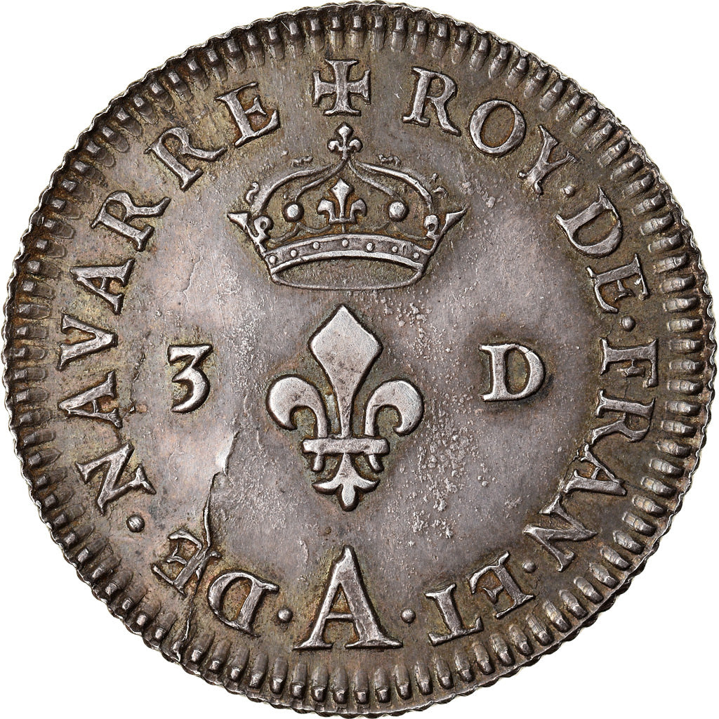 Coin, France, Henri IV, Essai-piéfort du liard de 3 Deniers, Paris, AU(55-58)