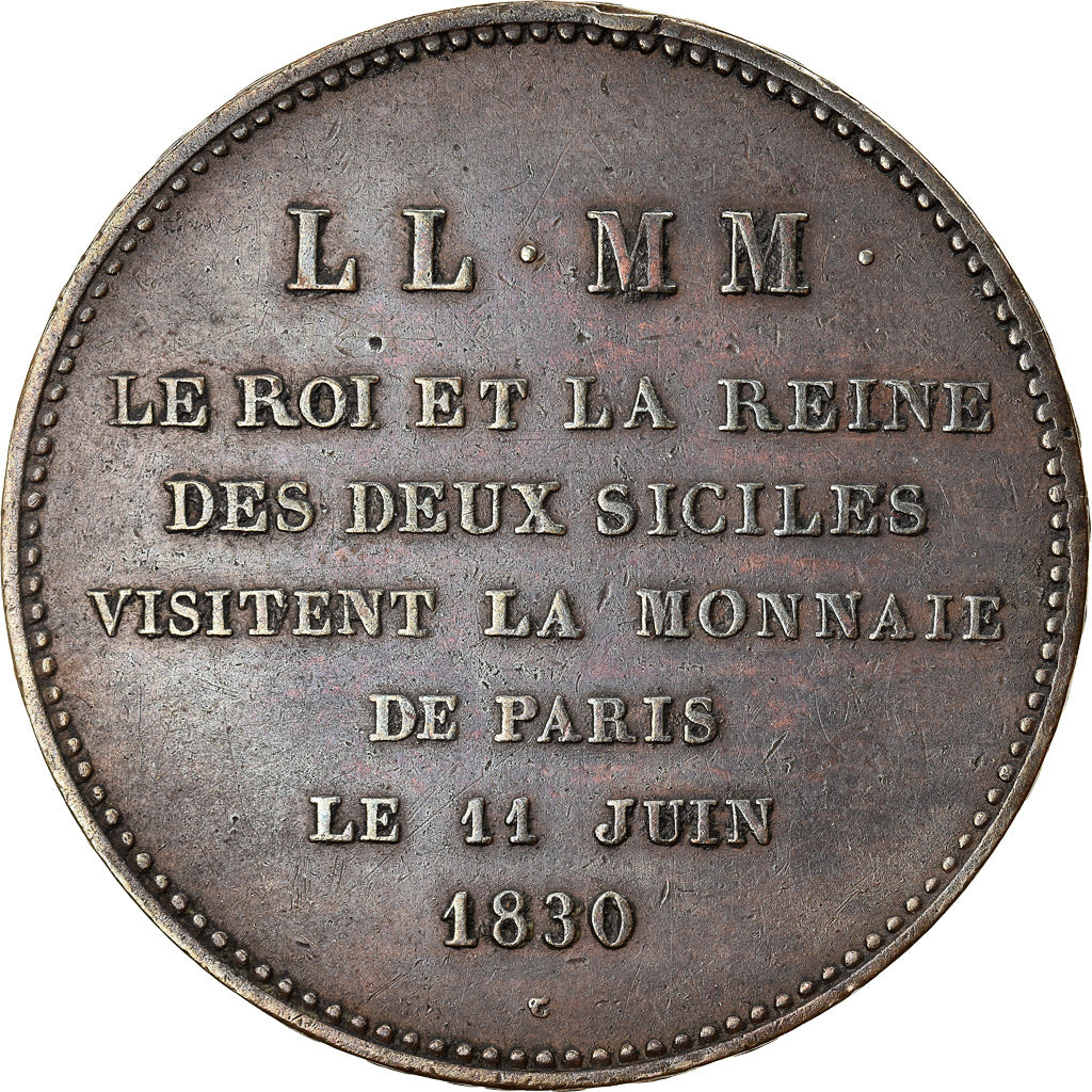 França, Token, Charles X, Visite de la Monnaie de Paris, 1830, AU(50-53)