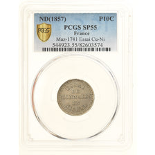 Monnaie, France, 10 Centimes, 1860, Paris, ESSAI, PCGS, SP55, SUP, Maillechort