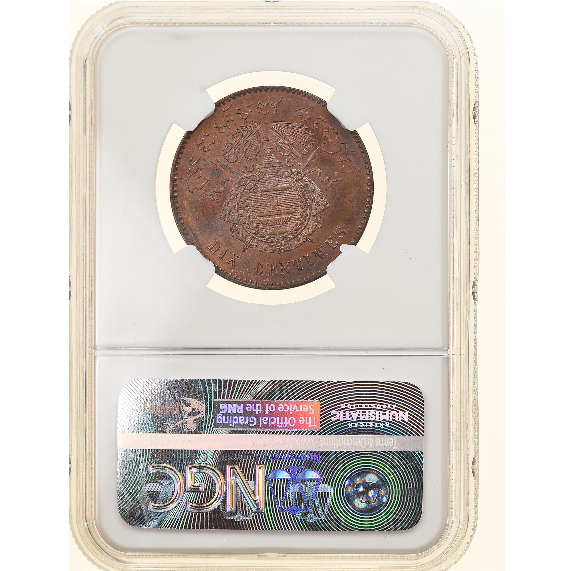 Coin, Cambodia, Norodom I, 10 Centimes, 1860, Brussels, Proof, NGC, PR64BN