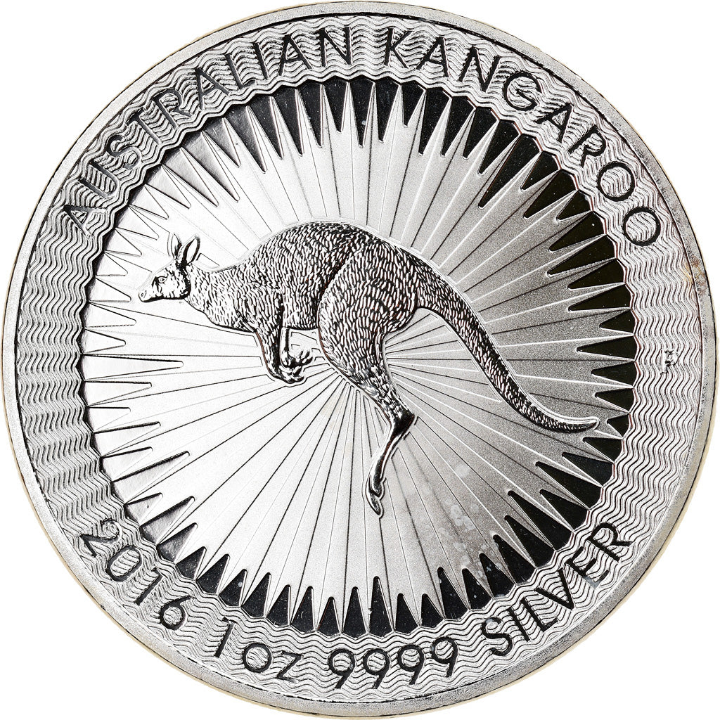 Coin, Australia, Australian Kangaroo, 1 Dollar, 2016, 1 Oz, MS(65-70), Silver