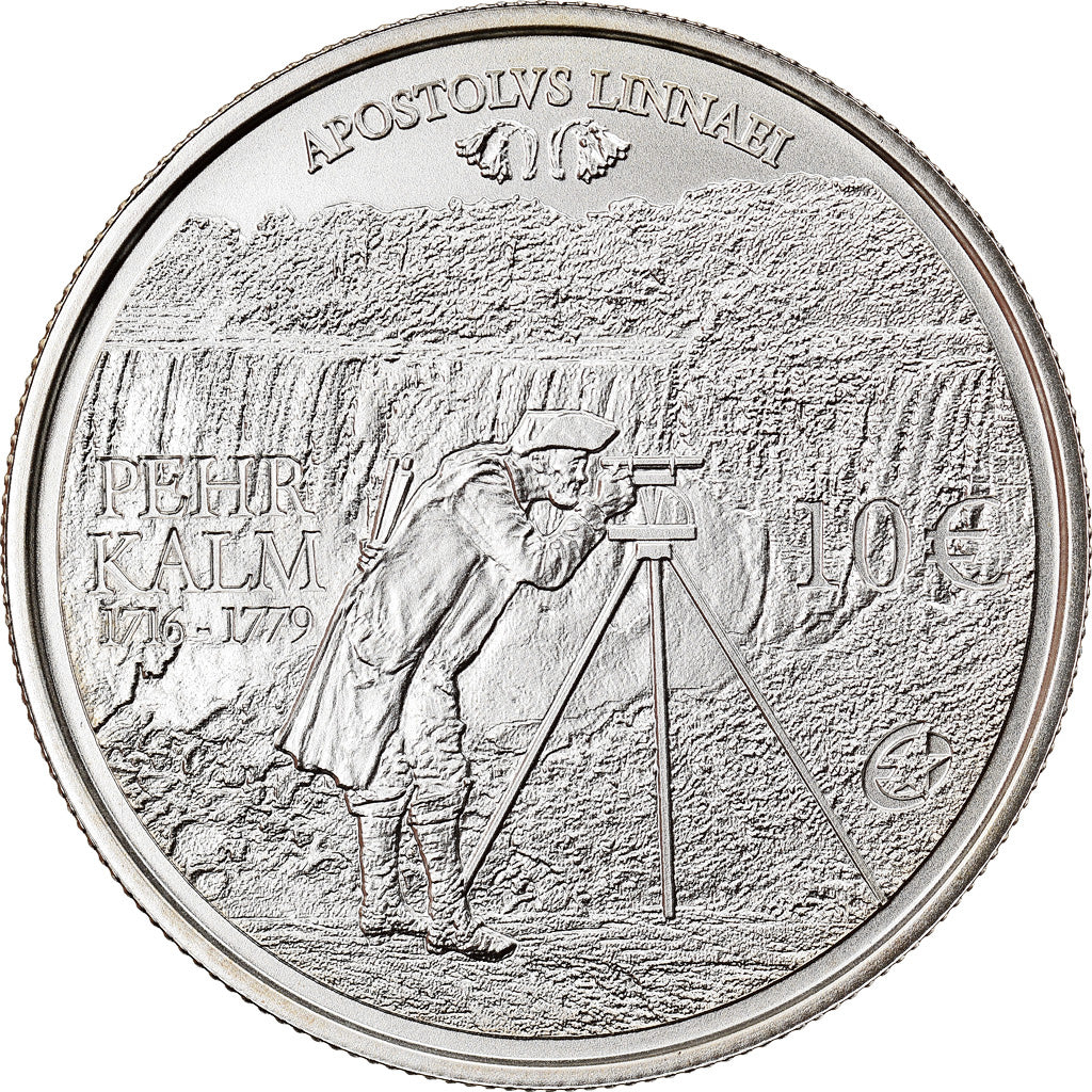 Finlandia, 10 Euro, Pehr Kalm and European Explorers, 2011, Vantaa, FDC, Plata