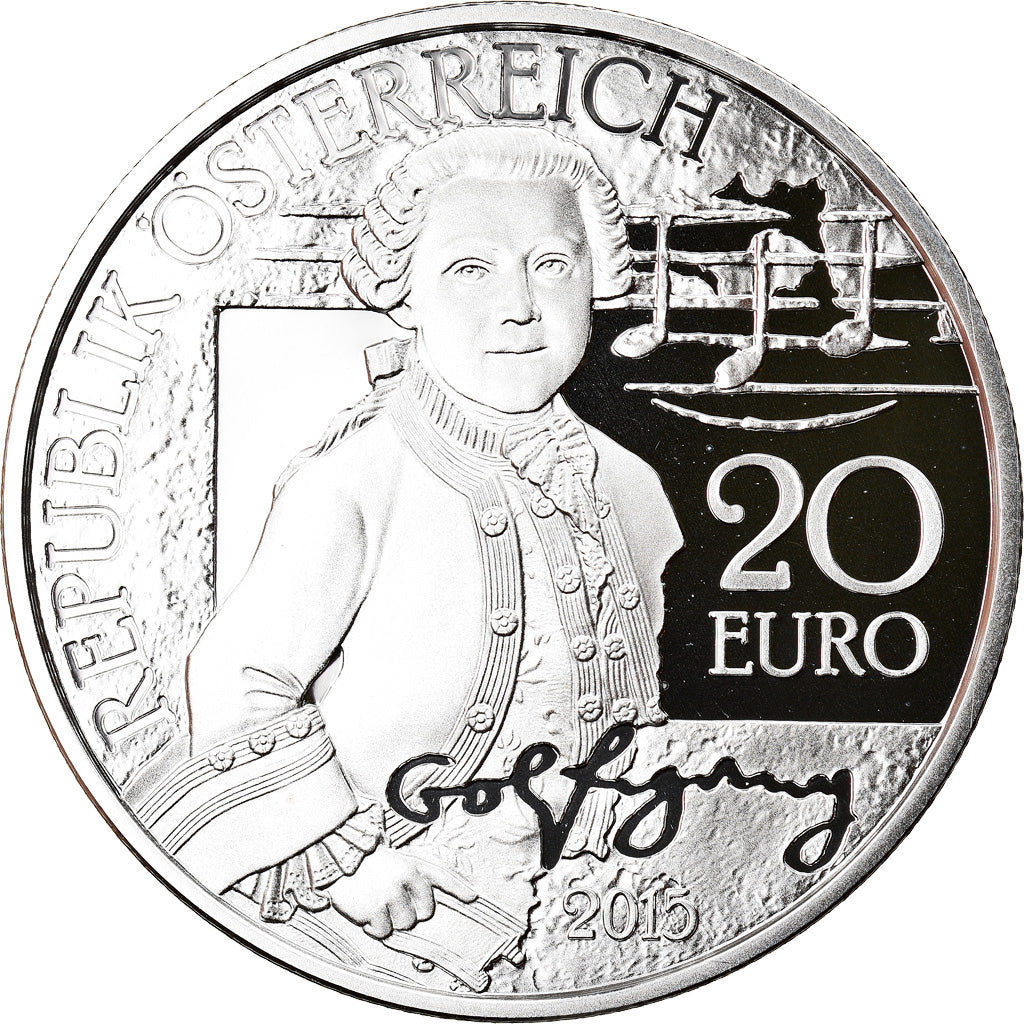 Austria, 20 Euro, Mozart - Wunderkind, 2015, FDC, Argento