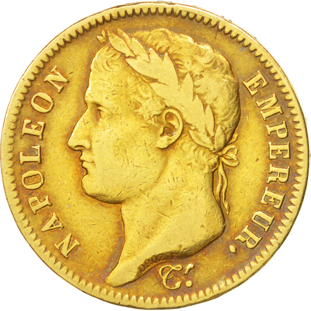 FRANCE, Napoléon I, 40 Francs, 1812, Paris, KM #696.1, VF(30-35), Gold, Gadoury 
