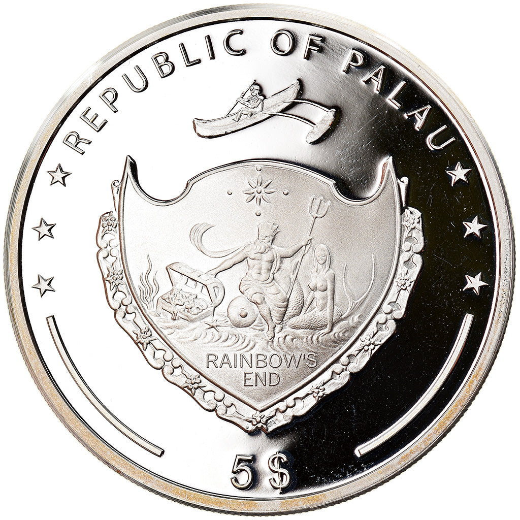 Coin, Palau, Ounce of Luck, 5 Dollars, 1 Oz, MS(65-70), Silver