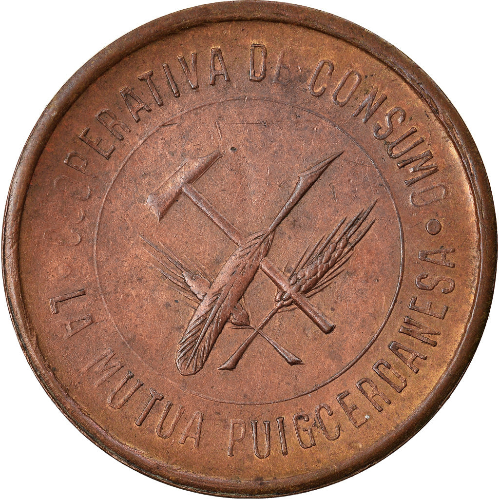 Coin, Spain, La Mutua Puigcerdanesa, Puigcerdà, 1 Peseta, 1931, AU(55-58)