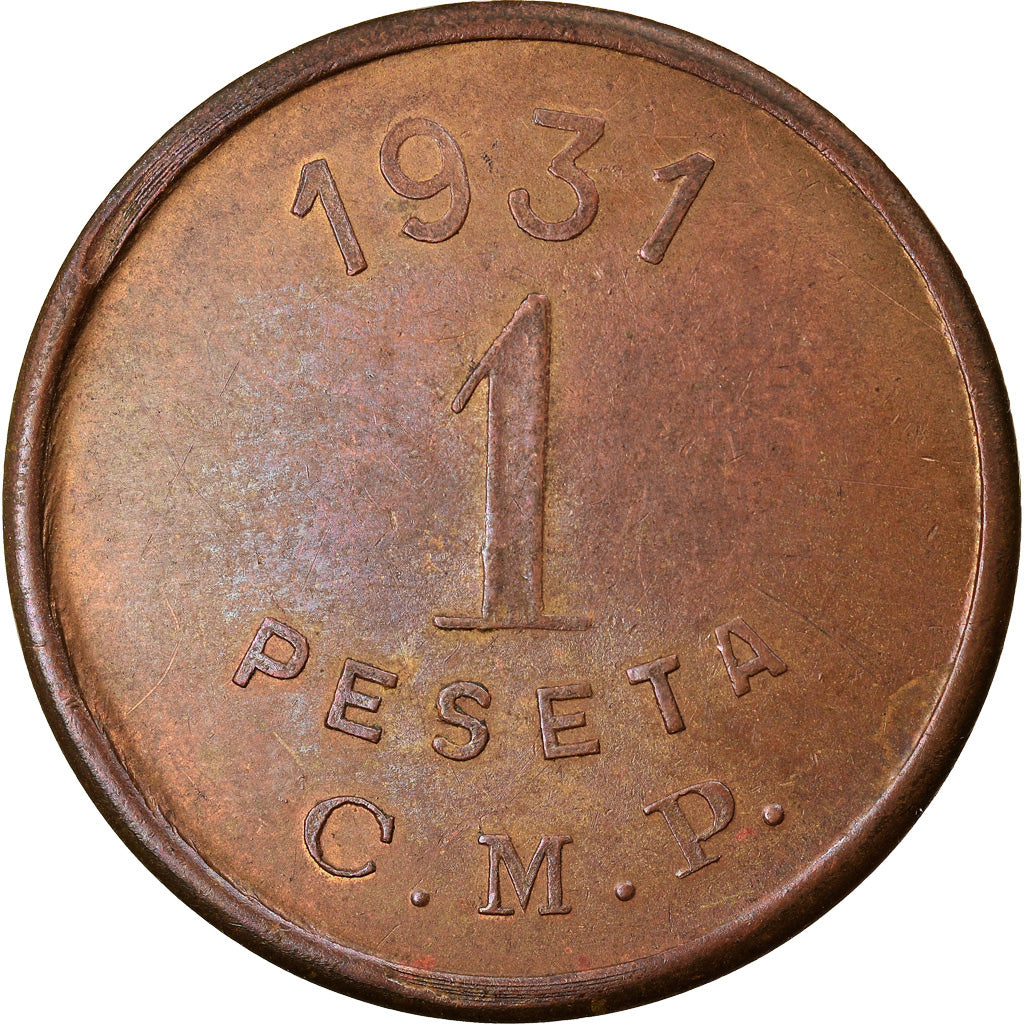Coin, Spain, La Mutua Puigcerdanesa, Puigcerdà, 1 Peseta, 1931, AU(55-58)