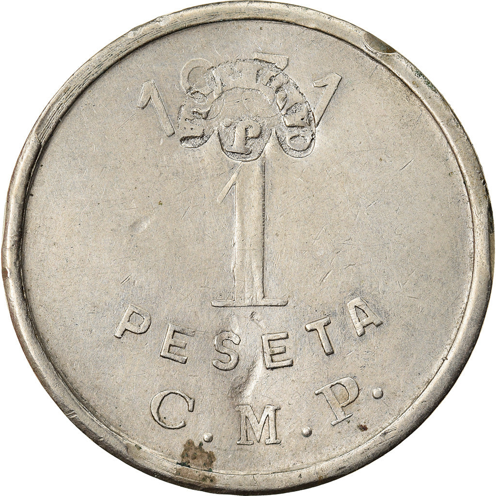 Moeda, Espanha, La Mutua Puigcerdanesa, Puigcerdà, 1 Peseta, 1931, Contramarca