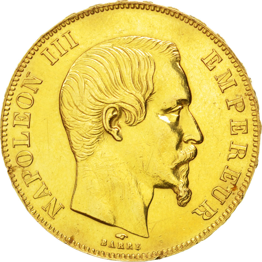 Francia, Napoleon III, Napoléon III, 50 Francs, 1858, Paris, BB+, Oro, KM:78...