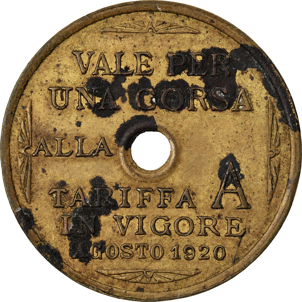 Moneta, Italia, Azienda Tramvie Municipal di Torino, Torino, Token, 1920, BB