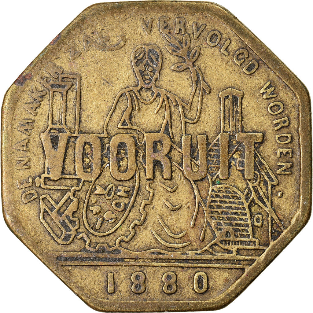 Coin, Belgium, Vooruit, 1 Broodkaart, 1880, VF(30-35), Brass