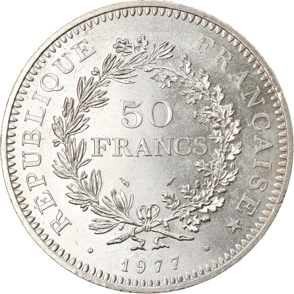 Coin, France, Hercule, 50 Francs, 1977, Paris, MS(64), Silver, KM:941.1