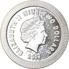 Moeda, Niuê, Athena Owl, 2 Dollars, 2017, 1 Oz, MS(65-70), Prata
