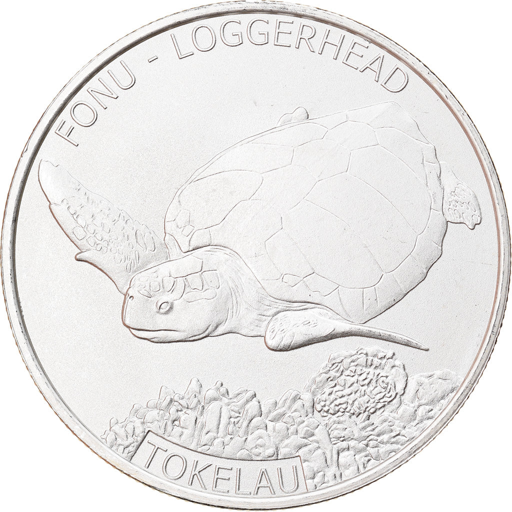 Moneda, Tokelau, Loggerhead, 5 Dollars, 2019, 1 Oz, FDC, Plata