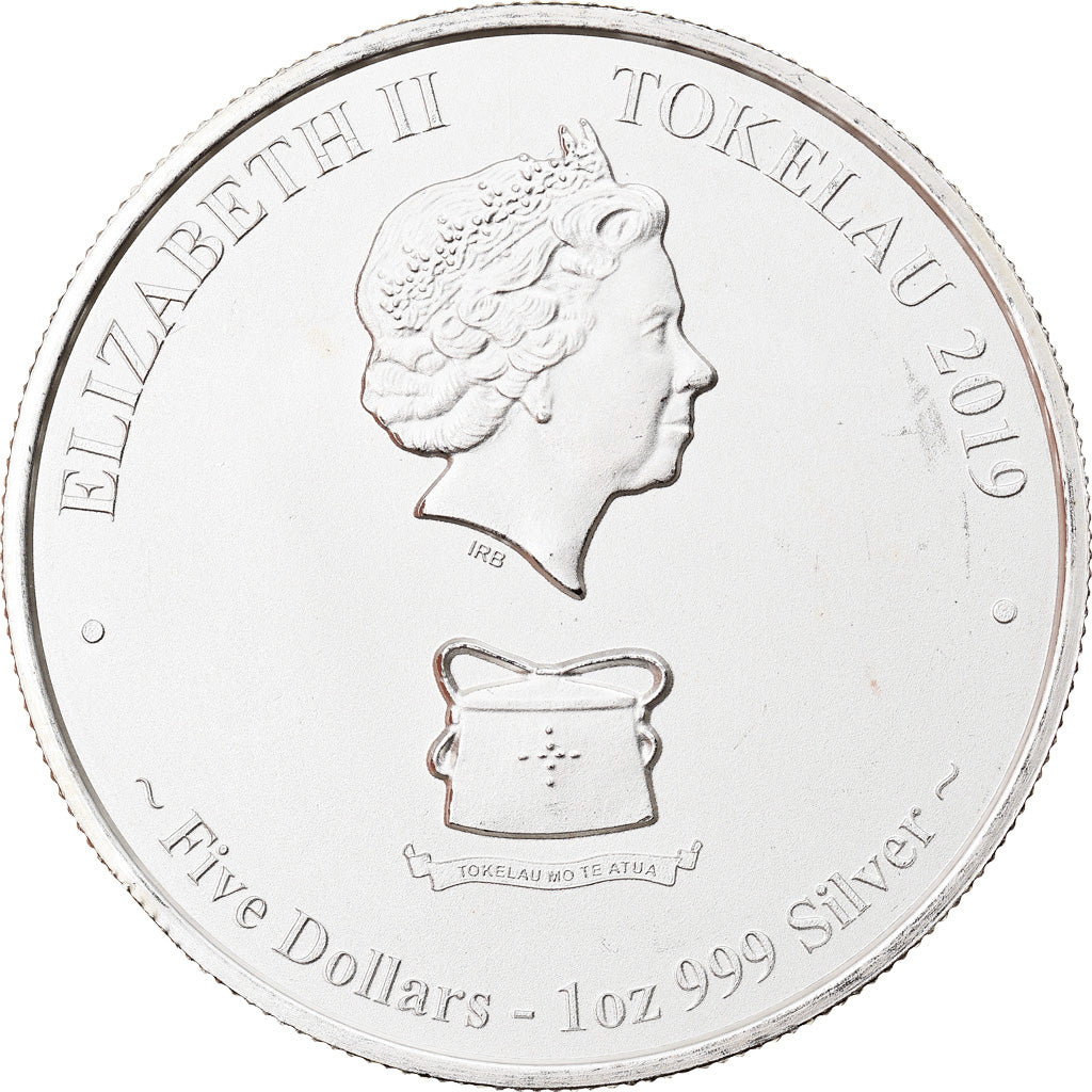 Moneda, Tokelau, Loggerhead, 5 Dollars, 2019, 1 Oz, FDC, Plata