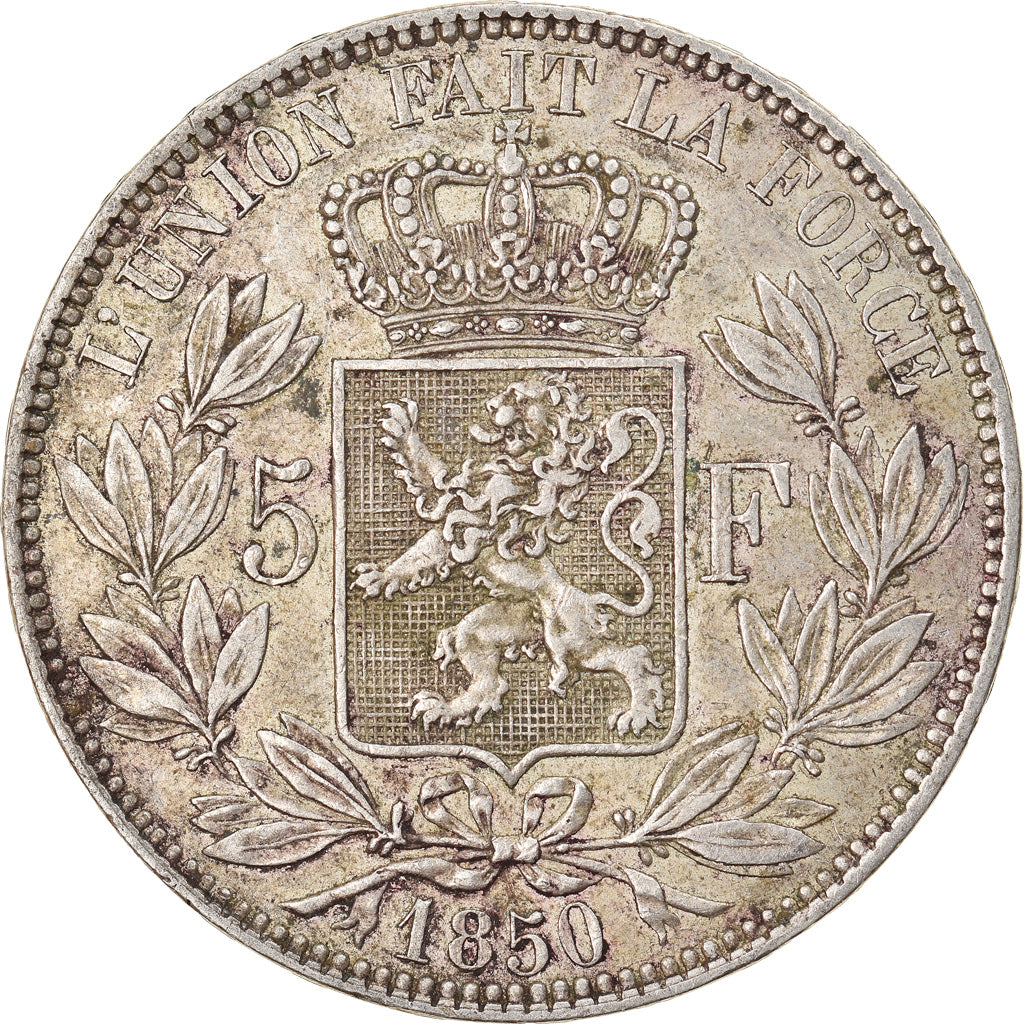 Coin, Belgium, Leopold I, 5 Francs, 5 Frank, 1850, EF(40-45), Silver, KM:17