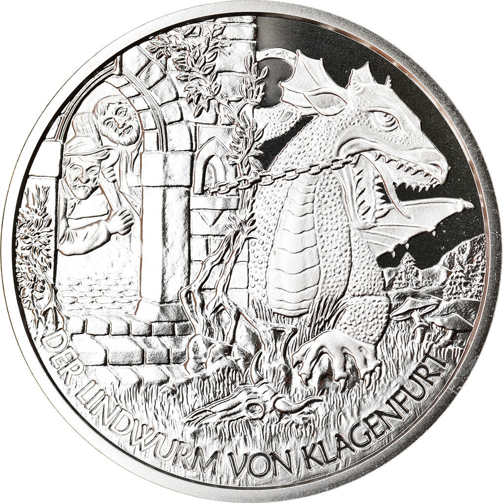 Autriche, The Lindworm in Klagenfurt, 10 Euro, 2011, Vienna, FDC, Argent