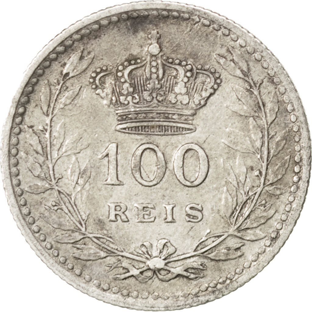 PORTUGAL, 100 Reis, 1910, KM #548, EF(40-45), Silver, 20, 2.43