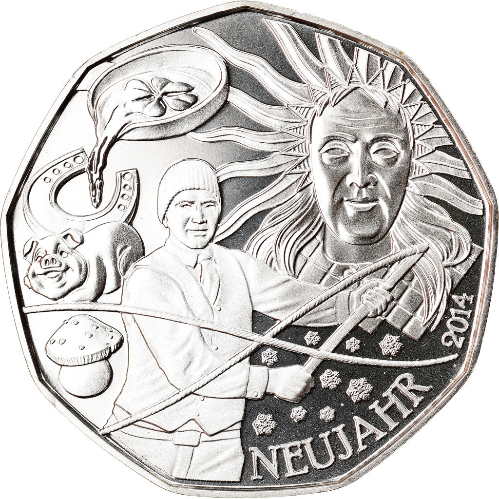Austria, 5 Euro, New Year, 2014, Vienna, FDC, Argento